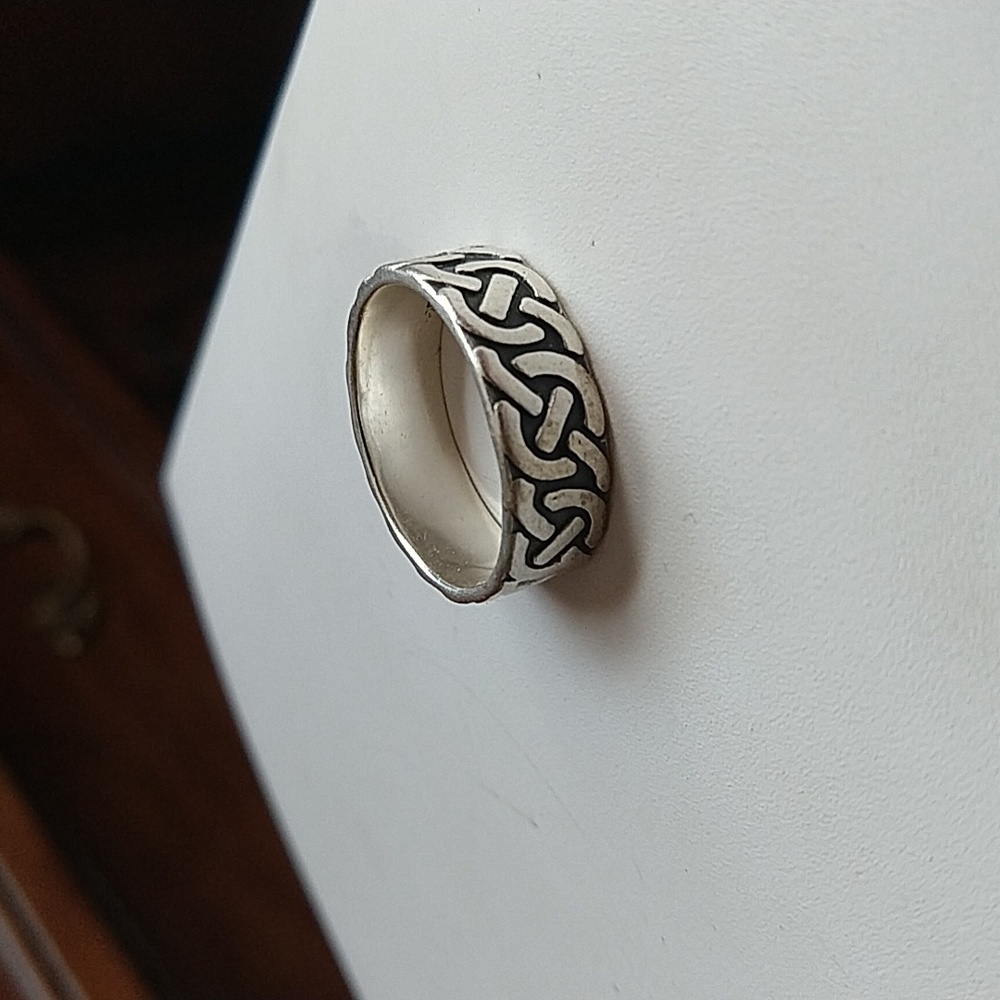 Taxco mexico sterling silver 925 vintage chains or tread marks band ring men's